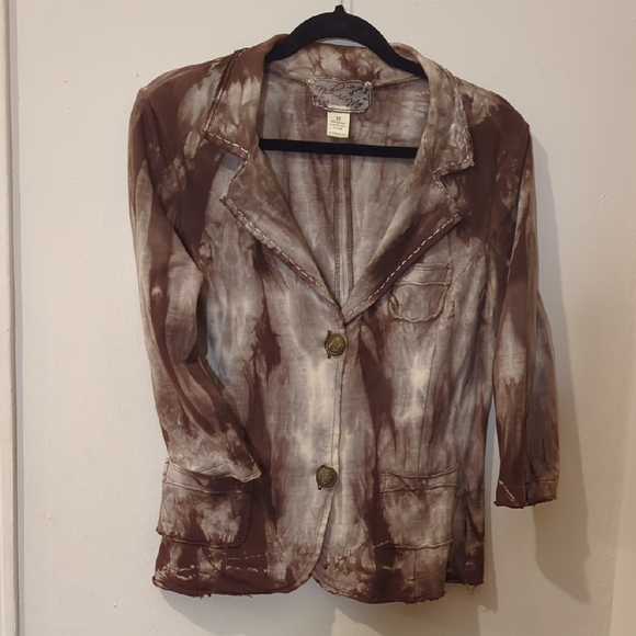 Jackets & Blazers - Tie-Dye Brown & Cream Blaser Size M